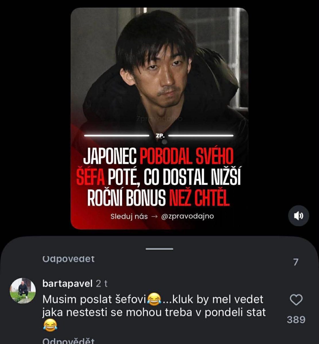 Japonca nahneval nízky bonus, reagoval útokom na šéfa.