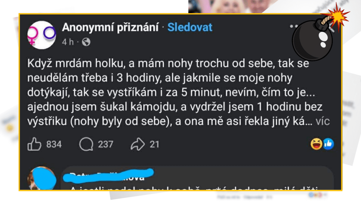 Loďka anonymného priznania na sociálnych sieťach s textom o netradičnej situácii a reakciách.