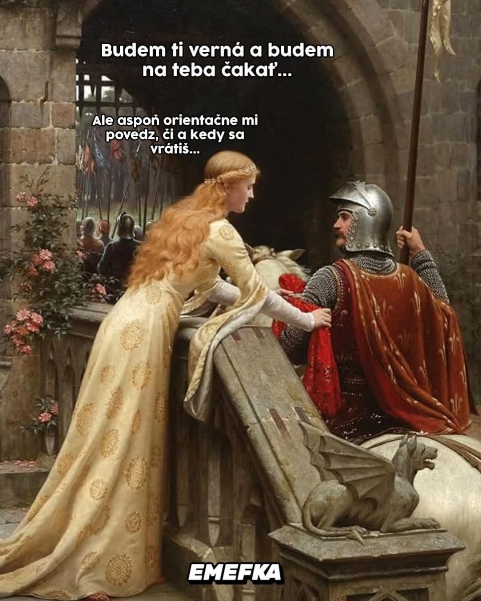 Rytier na koni sa lúči so ženou na stredovekom dvore, obaja sú oblečení v historických kostýmoch.