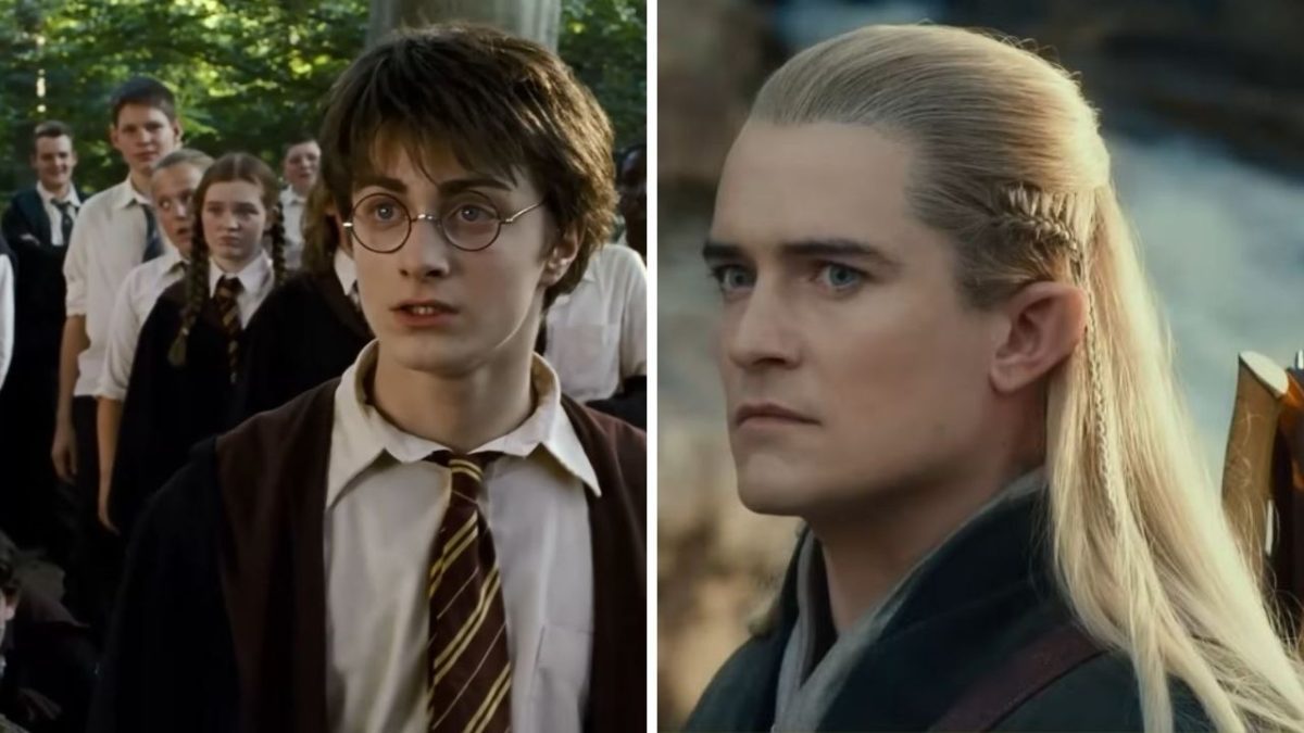 Dva známe filmové postavy z obľúbených fantasy filmov stojace vedľa seba v lese.