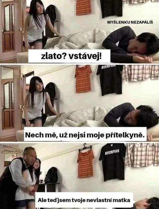 Žena prekvapí muža v posteli s vtipným rodinným bizarným zvratom.