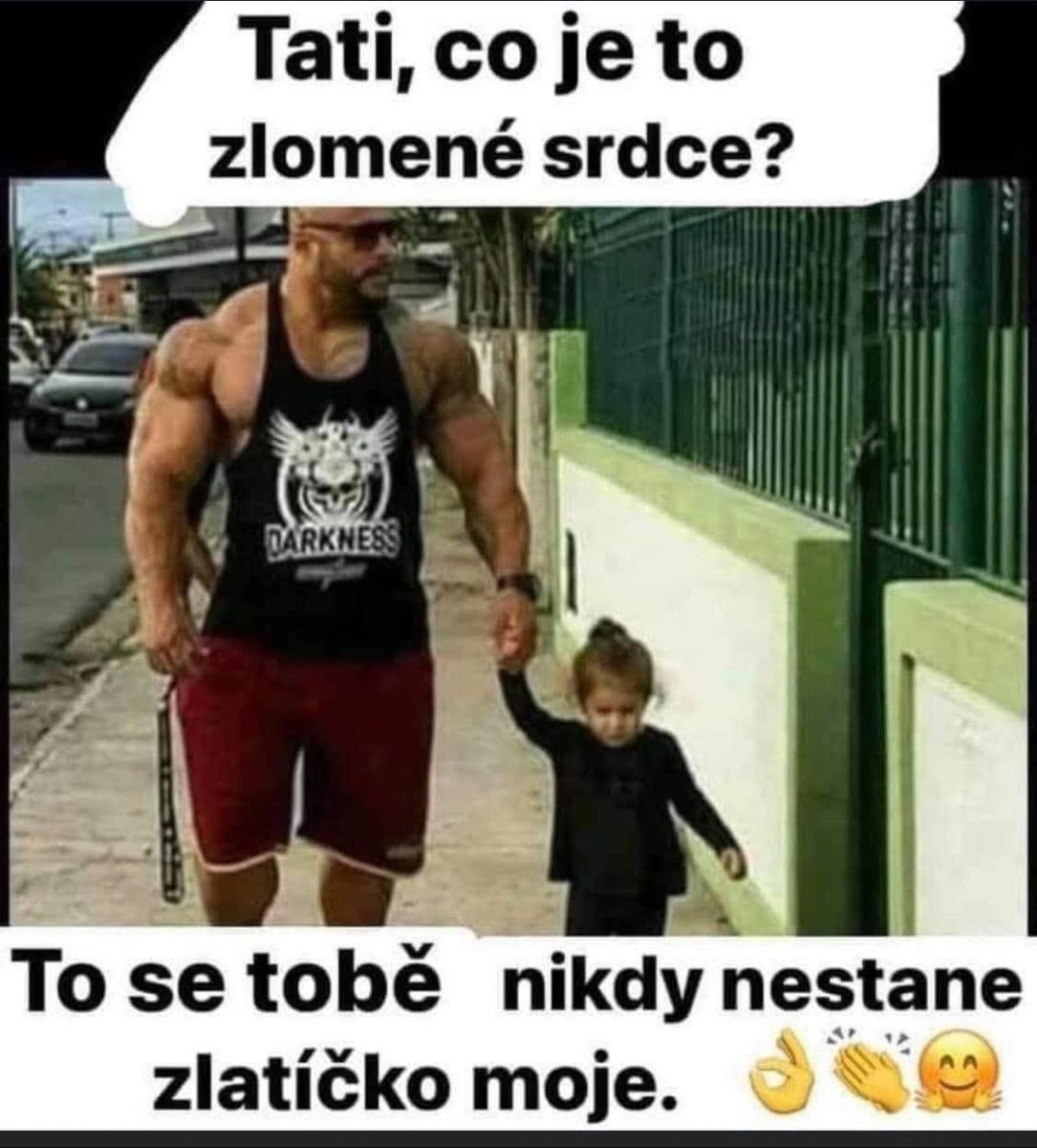 Otec a dcéra kráčajú po chodníku, text o ochrane pred zlomeným srdcom.