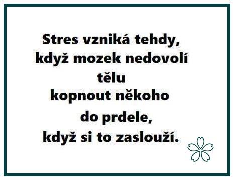 Citát o strese a jeho príčine, keď mozog bráni v reakcii na nespravodlivosť.