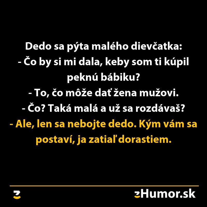 Dedo a dievčatko vedú vtipný rozhovor o bábike, s dôvtipným humorom.
