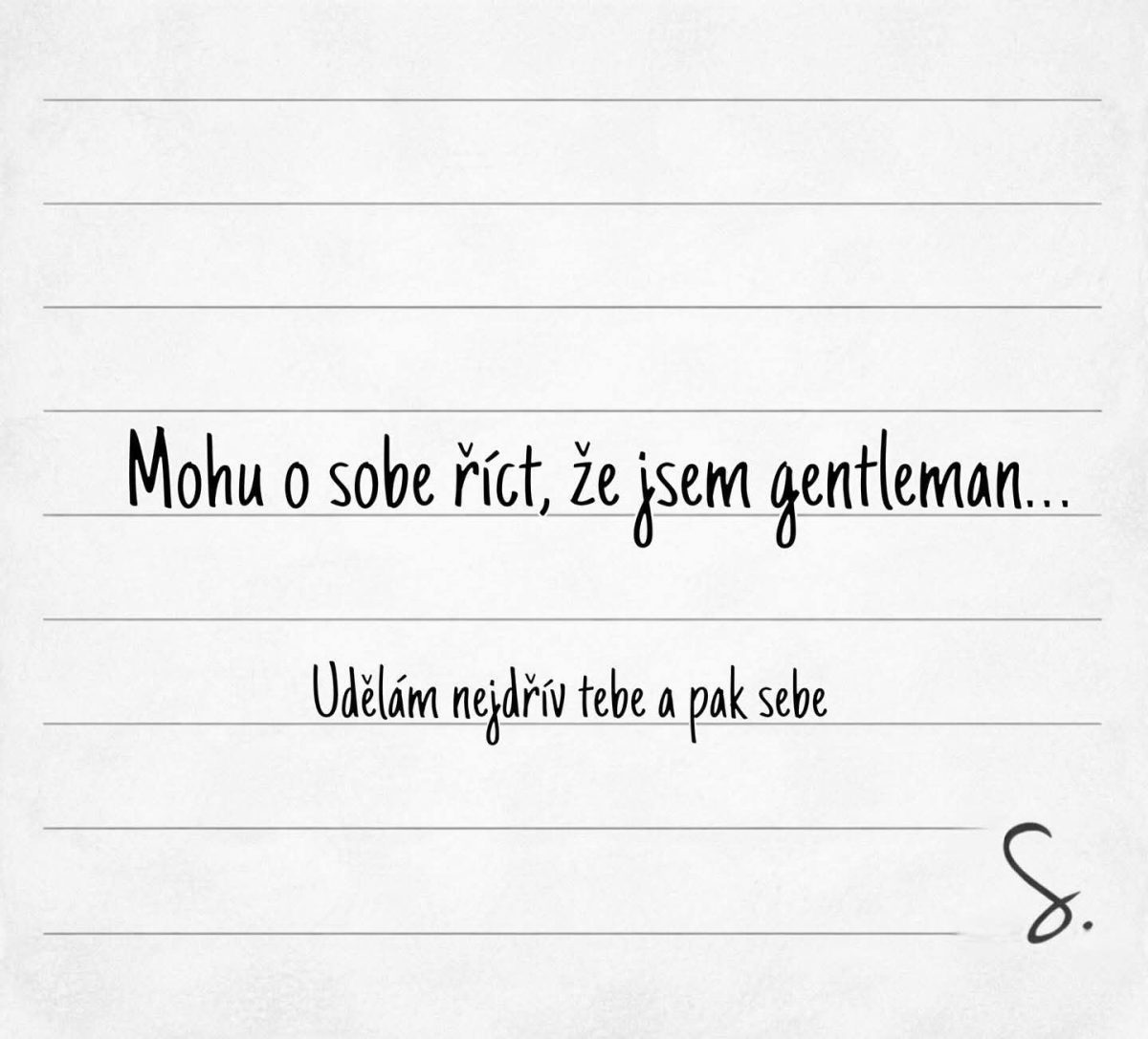 Citát o gentlemanstve a nesebeckosti na bielom pozadí.