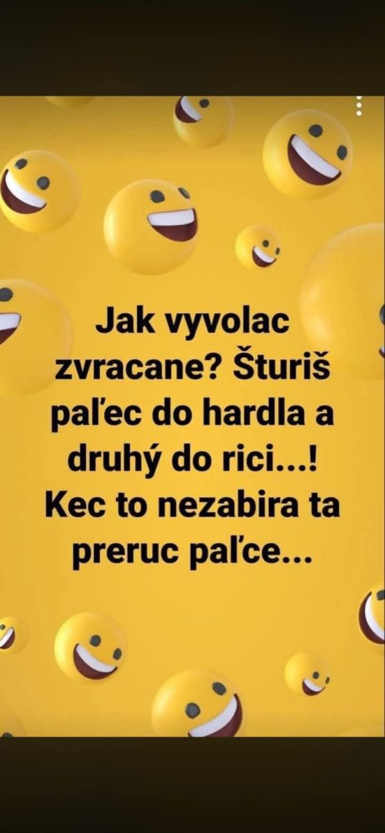 Žlté smajlíky s humorným textom o zvracaní. Veselá grafika na žltom pozadí s úsmevnými tvárami.