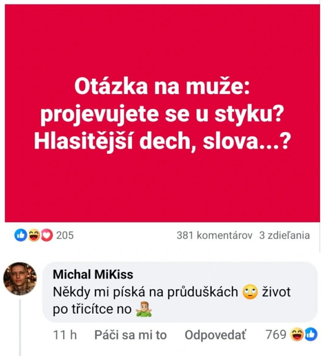 Otázka pre mužov: Prejavujete sa pri styku? Komentár o pískaní na prieduškách a živote po tridsiatke.