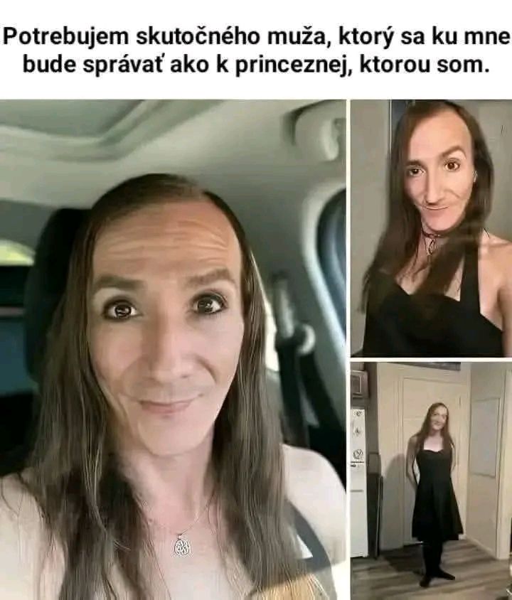 Osoba vo viacerých pózach; hľadá partnera, ktorý ju bude rešpektovať ako princeznú.