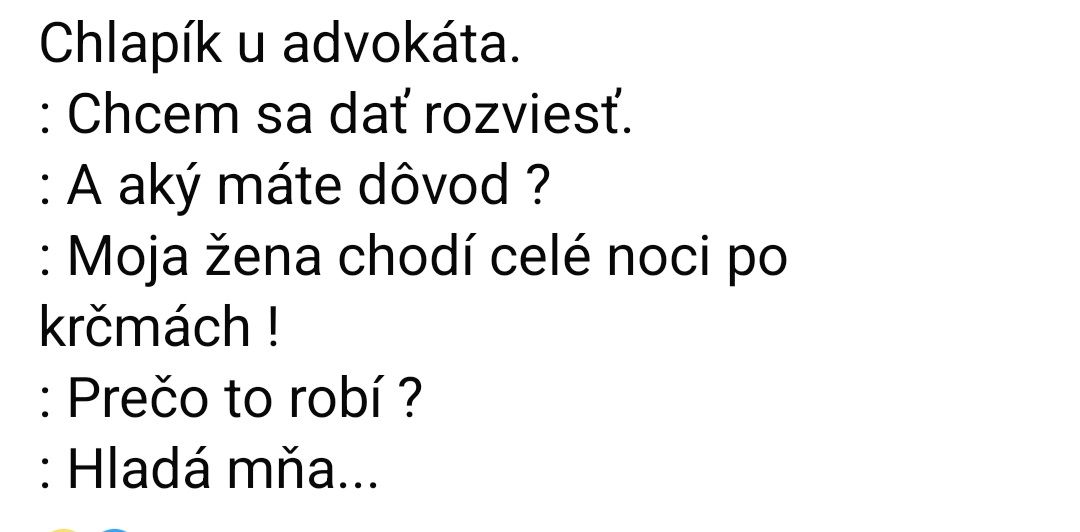 Muž konzultuje s advokátom rozvod, pretože jeho žena ho v noci hľadá po krčmách.
