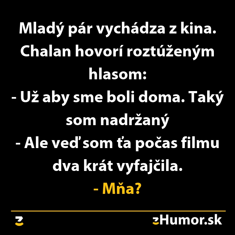 Meme s textom: Rozhovor mladého páru po filme s humorným kontextom na stránke zHumor.sk.