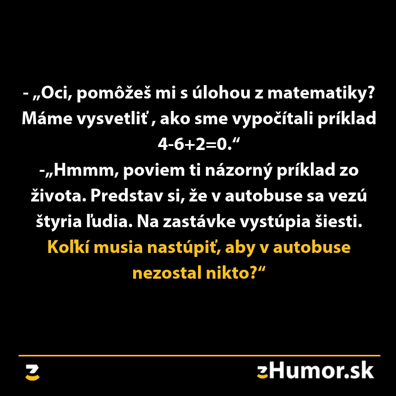 Vtipná matematická úloha: koľko ľudí musí nastúpiť, aby v autobuse nezostal nikto? Text od zHumor.sk.