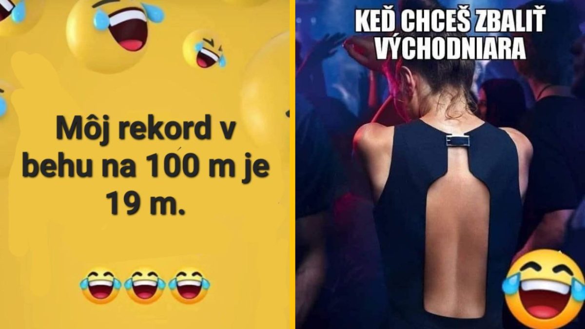Meme s textom o rekordnom behu na 19 m a vtip o snahách zbaliť východniara na tanečnom parkete.