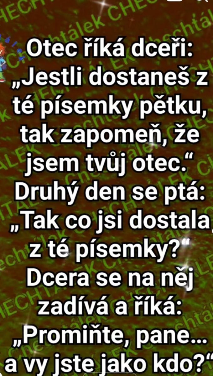 Otec a dcéra: Vtipný dialóg o známkach, kde dcéra žartuje so svojím otcom o písomke.
