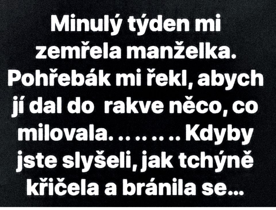 Obrázok čierneho pozadia s bielym textom, ktorý obsahuje humornú anekdotu o svokre.