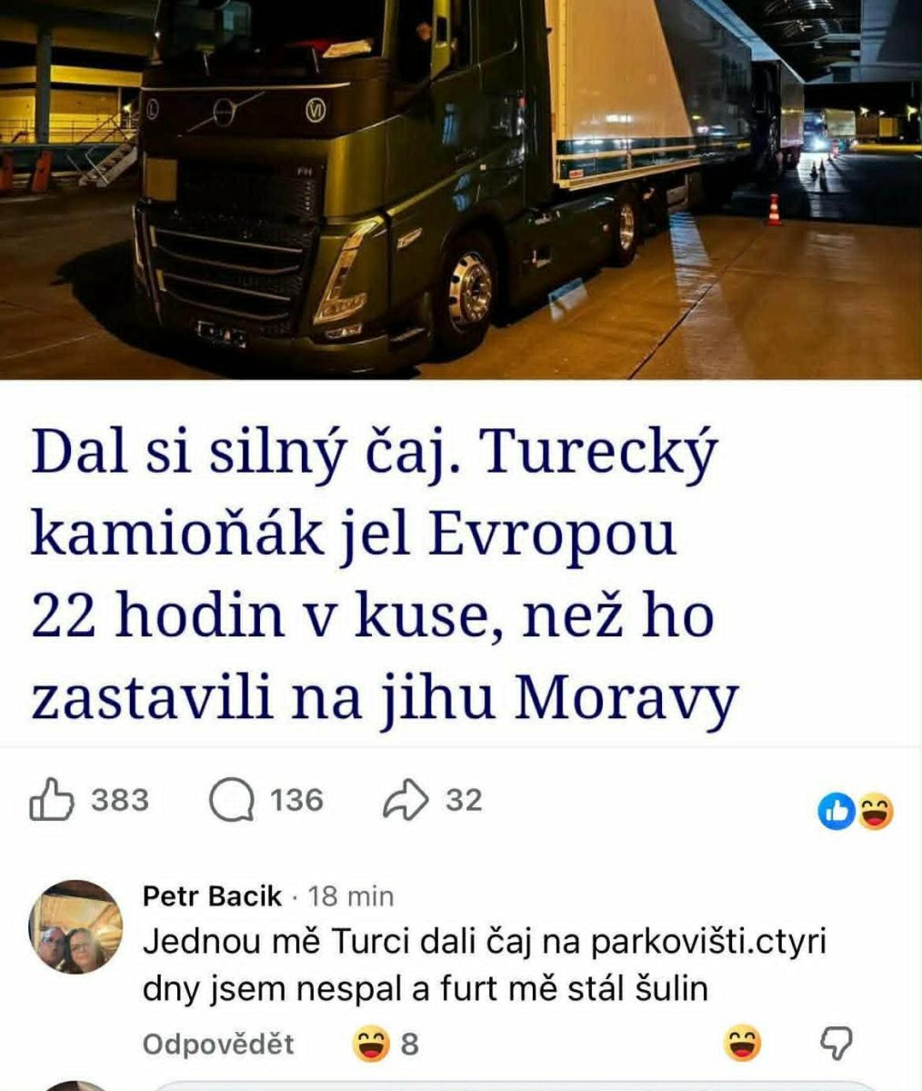 Turecký kamionista prešiel 22 hodín nepretržite cez Európu, kým ho zastavili na juhu Moravy.