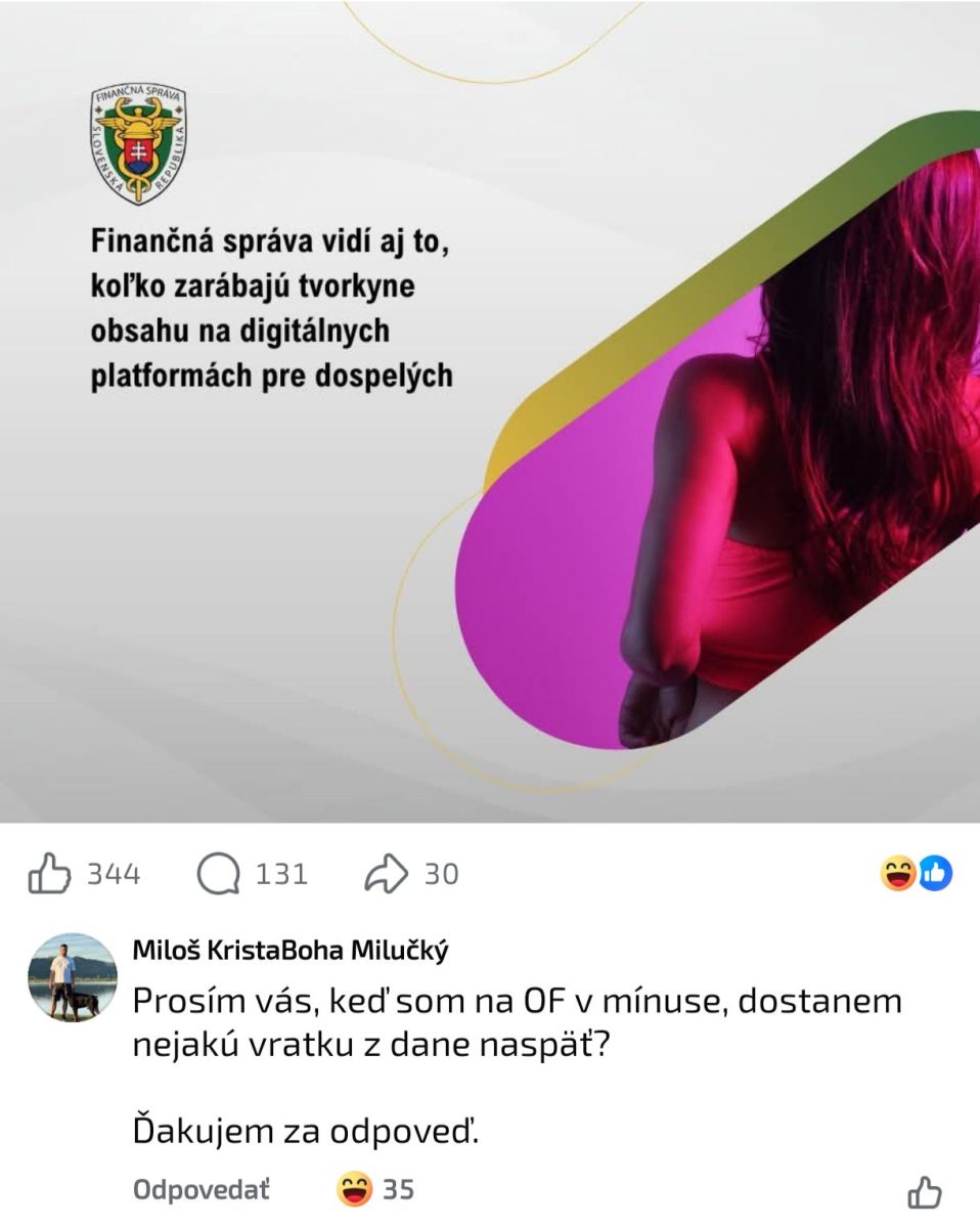 Finančná správa monitoruje príjmy tvorkýň na digitálnych platformách pre dospelých; diskusia o vrátkach daní.