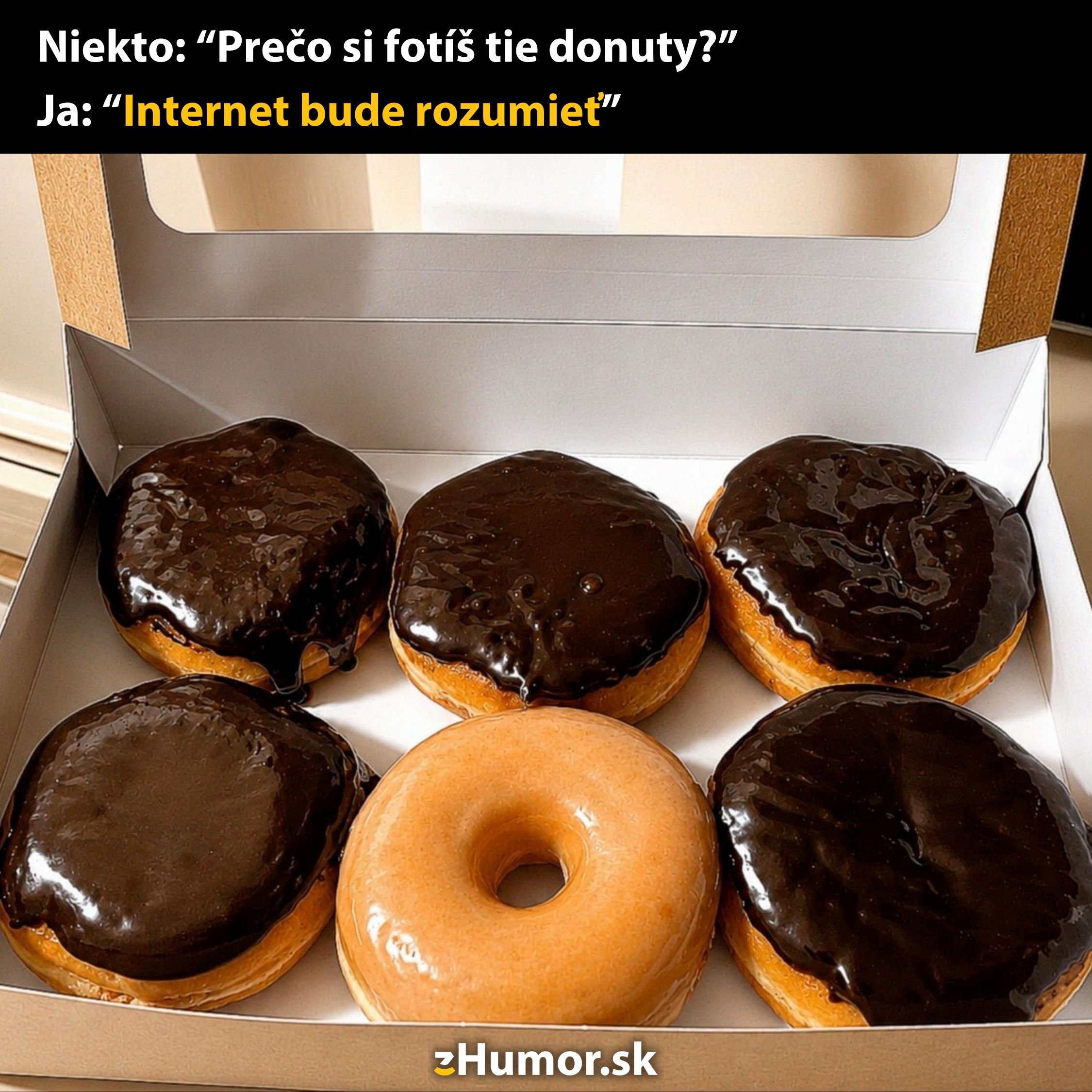 Škatuľa plná čokoládových donutov s jedným klasickým vtipne zdôrazňuje krásu rozmanitosti.