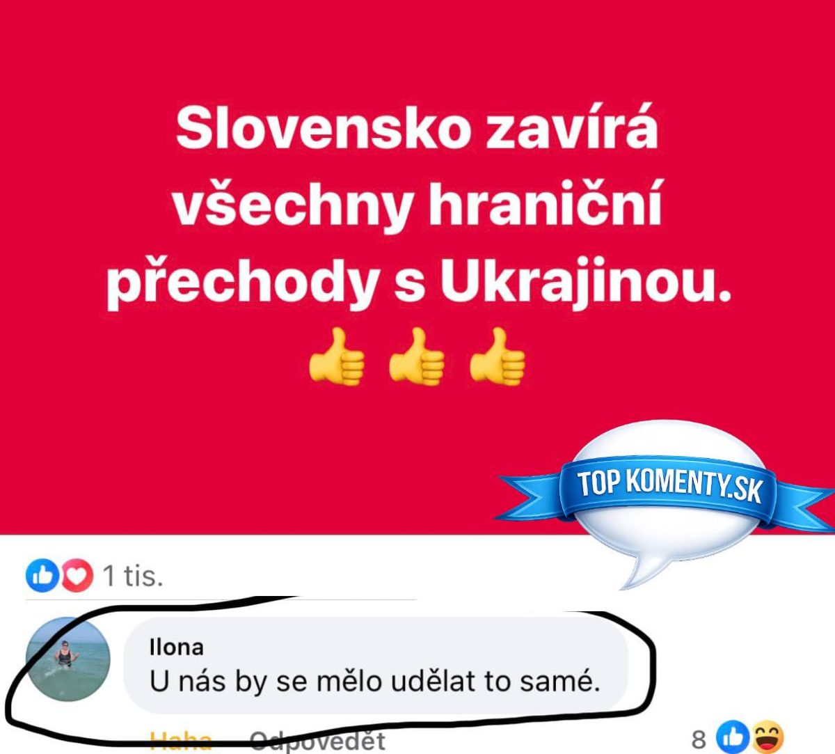 Slovensko uzatvára hranice s Ukrajinou, Ilonina reakcia: U nás by sa malo urobiť to isté.