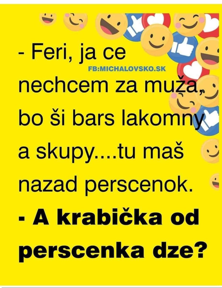 Vtipný dialóg na žltom pozadí o lakomosti s emóciami a lajkami.
