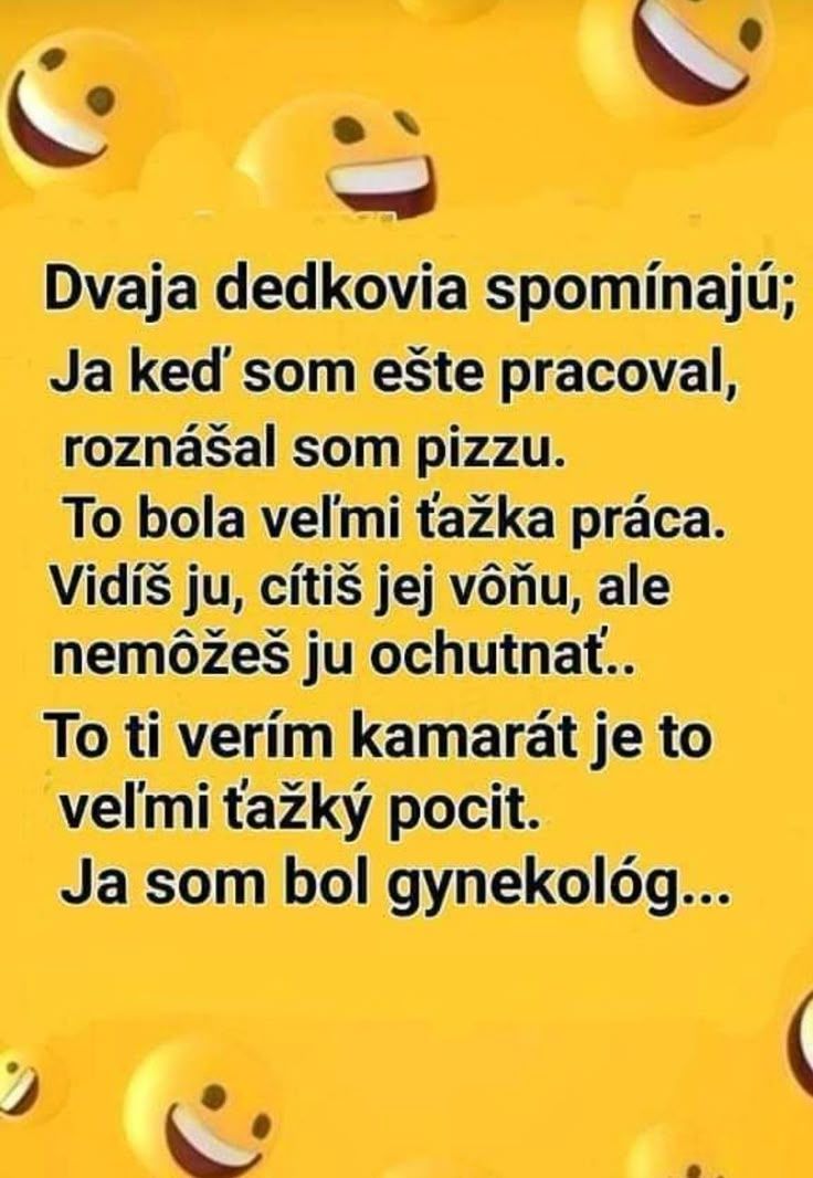 Dvaja starci diskutujú o ťažkej práci a zdieľajú vtipy na veselom pozadí so smajlíkmi.