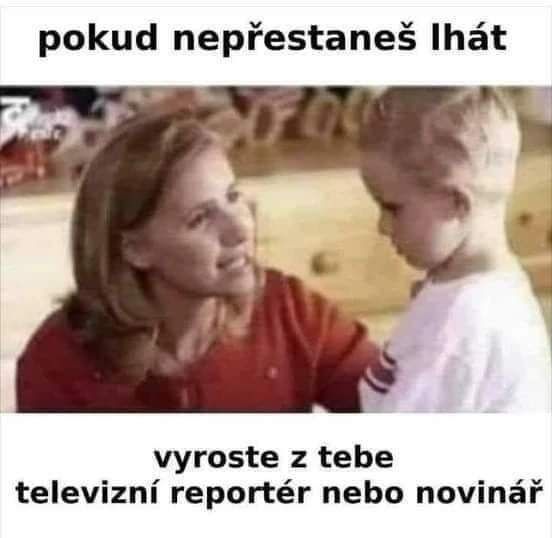 Matka varuje dieťa pred klamaním s humorným dovetkom o kariére novinára alebo reportéra.