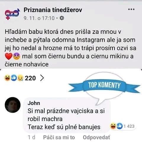 Dospievajúci hľadá dievča, ktoré stretol, opisuje svoje oblečenie na sociálnych sieťach. Reakcia vtipná.