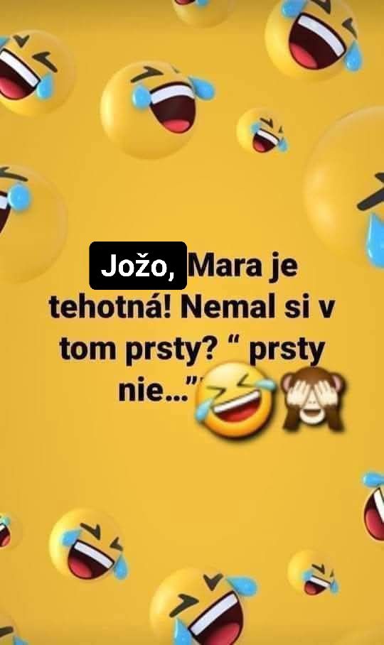 Vtipný obrázok so smejúcimi emodži a textom o tehotenstve.