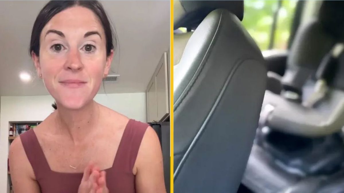 Žena rozpráva pred kamerou v domácej kuchyni, vedľa je zameraná fotografia interiéru auta.