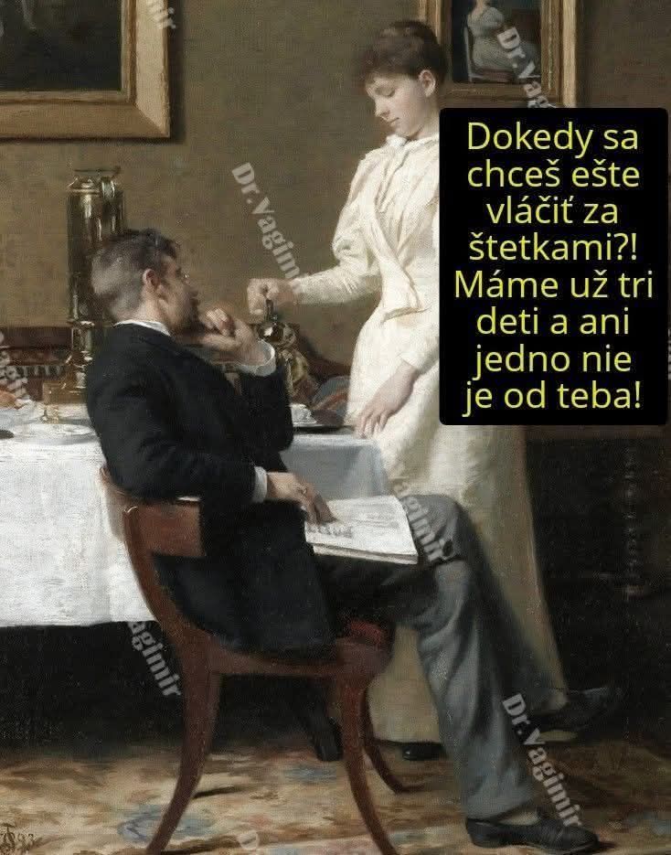 Muž a žena v historickom prostredí, diskutujú vo vážnom rozhovore pri stole.