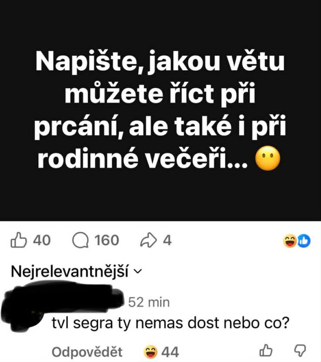 Vtipný český príspevok: veta vhodná pri rôznych príležitostiach, reakcie s veľkým počtom lajkov a komentárov.