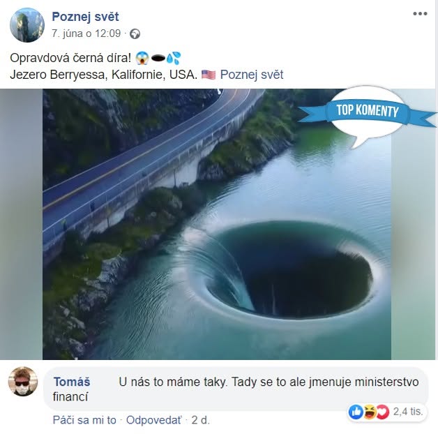 Jazero Berryessa s prirodzeným prepadom vody vytvára úchvatný vír v Kalifornii.