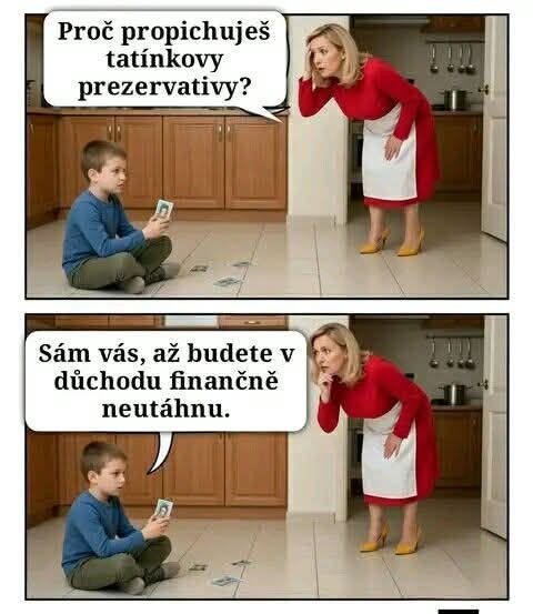 Dieťa sedí na podlahe a rozpráva s dospelou ženou v kuchyni.