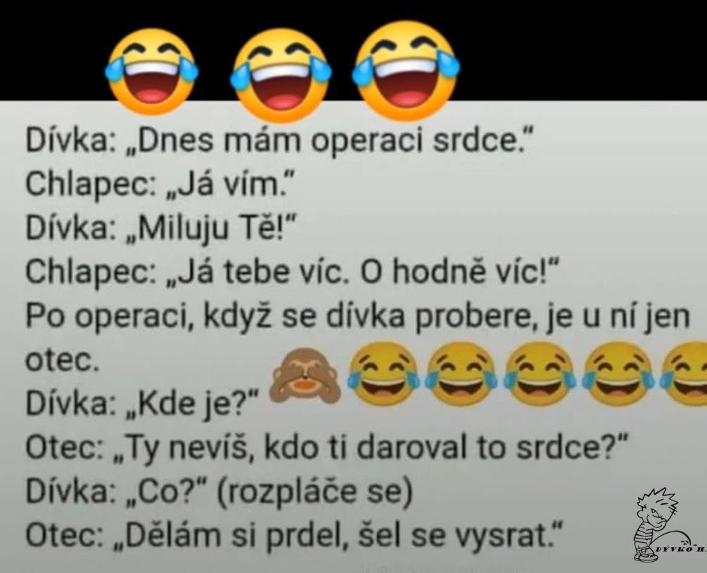 Vtipný dialóg o operácií srdca medzi dievčaťom a chlapcom: nečakaná pointa prináša smiech.