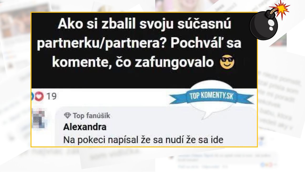 Otázka, ako ste si získali svojho partnera, a vtipná odpoveď o nudnom večere na Pokeci v komentári.