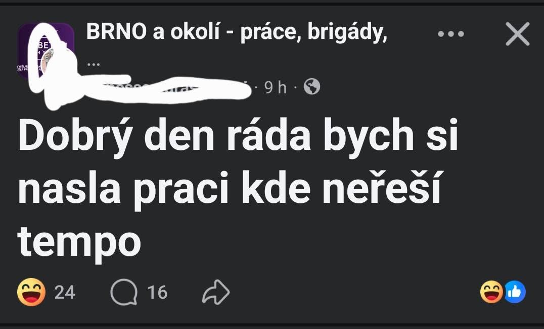 Žena hľadá prácu bez tlak na tempo v diskusnej skupine o práci v Brne.