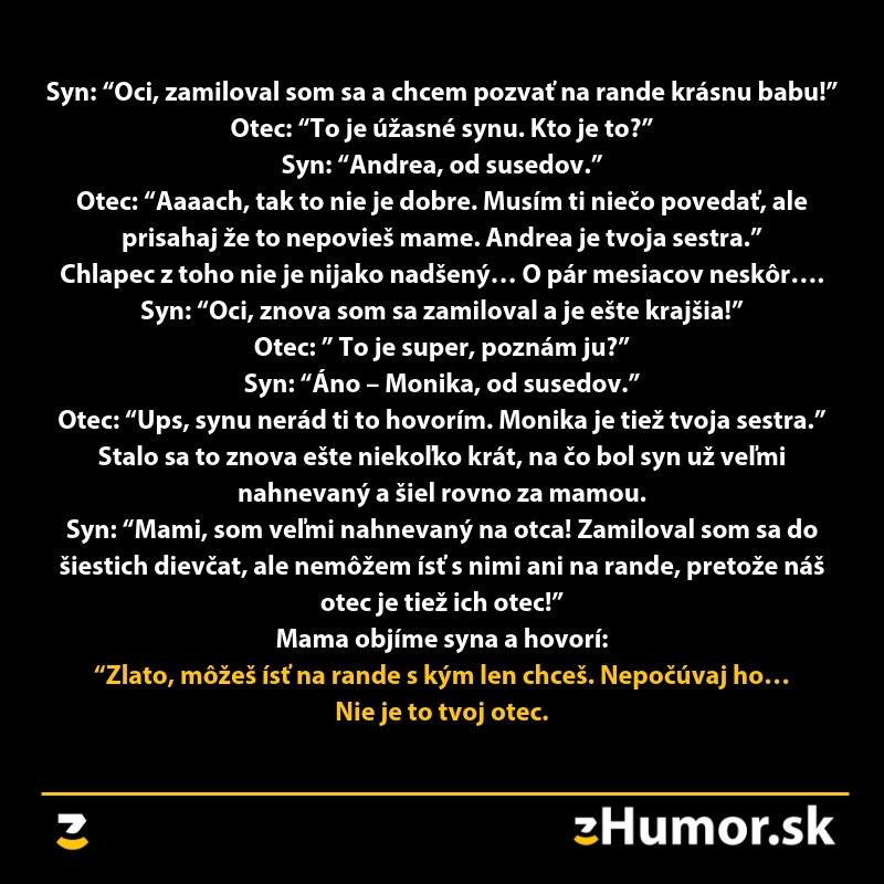 Vtipný rozhovor o rodinných tajomstvách medzi synom, otcom a mamou so zaujímavým záverom.