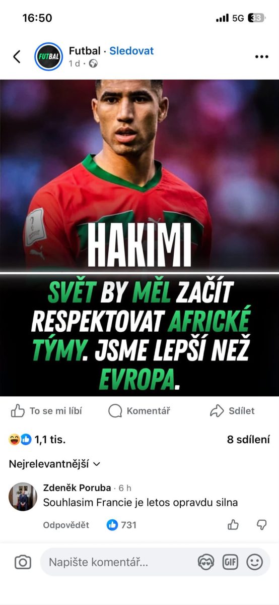 Futbalista v červenom drese s výrokmi o rešpekte afrických tímov a porovnaní s Európou.