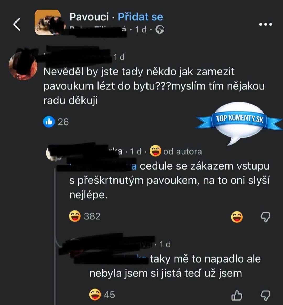 Lákavý nápis s prečiarknutým pavúkom zabraňuje pavúkom vstup do bytu. Reakcie na sociálnych médiách.