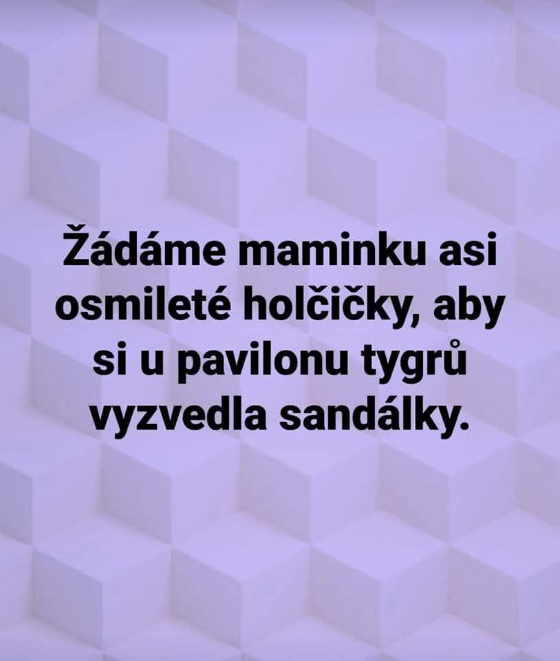 Žiadosť matke dievčatka pre sandálky pri pavilóne tigrov v zoo.