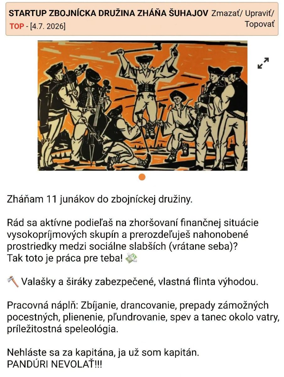 Zbojnícka družina hľadá šuhajov na zbojnícke dobrodružstvá – zábava, prepad a súdržnosť na prvom mieste!