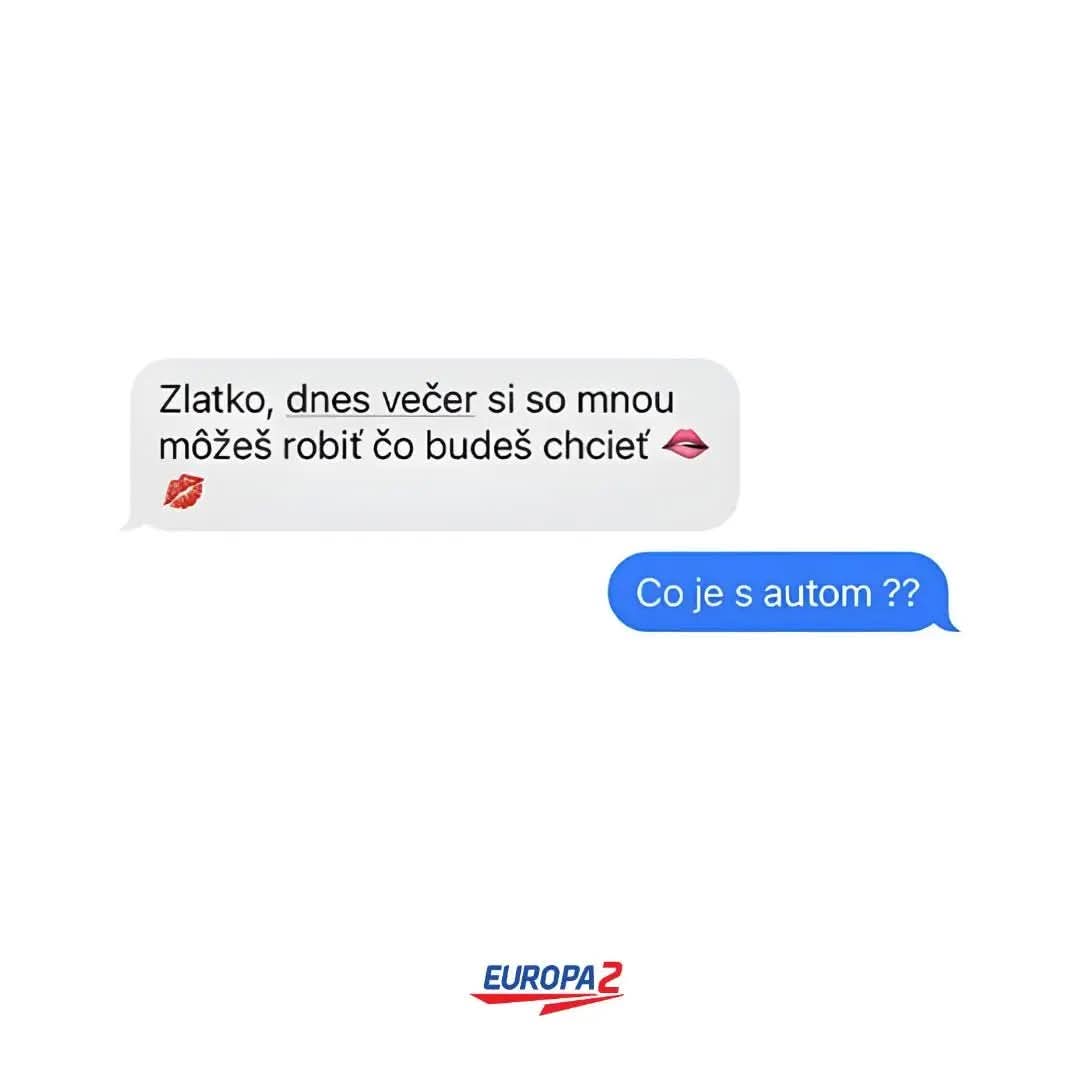 SMS konverzácia: návrh o stretnutí a odpoveď týkajúca sa auta. Humor a nepochopenie zámeru.