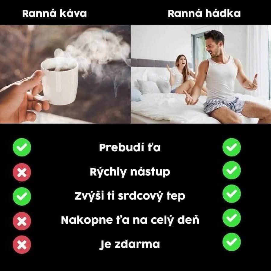 Porovnanie rannej kávy a hádky: účinky a výhody. Zábavný pohľad na každodenné situácie.