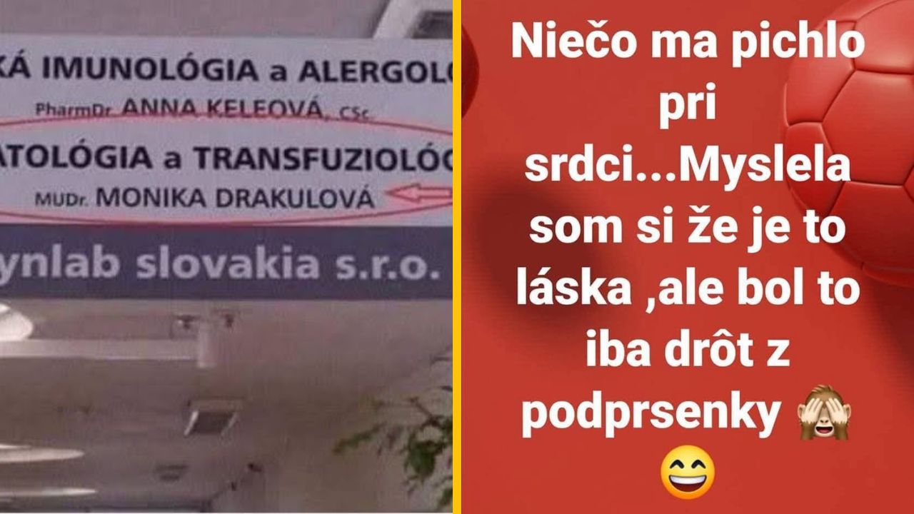 Humoristický obrázok s nápisom o láske a drôte z podprsenky vedľa zdravotníckej tabule.