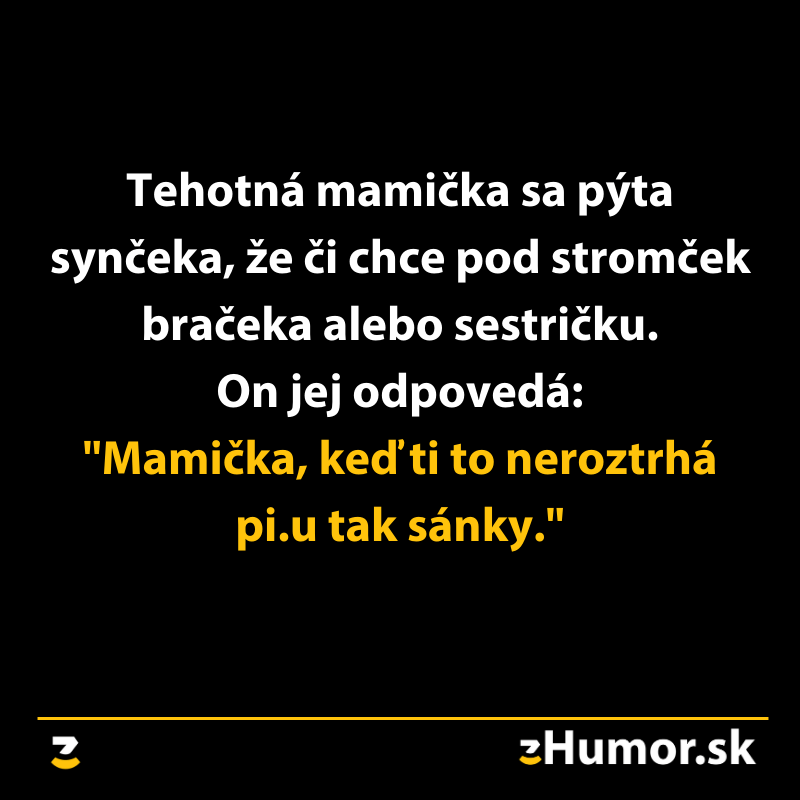 Vtipná odpoveď chlapca na otázku o súrodencovi pod stromček. Odkaz z humor.sk.