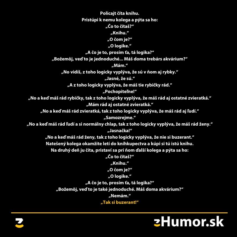 Vtipný text o tom, ako policajt vysvetľuje logiku kolegovi, ktorý nemá doma akvárium.