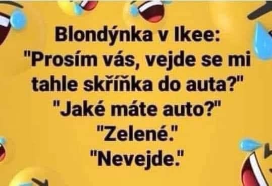 Vtipná anekdota o blondínke v Ikee, ktorá nedokáže odhadnúť priestor v aute podľa jeho farby.