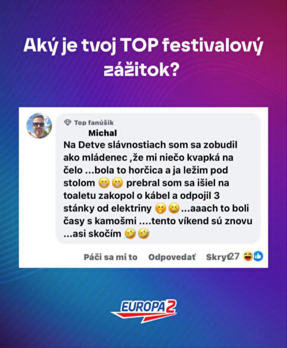 Diskusia o najlepších festivalových zážitkoch s vtipnou spomienkou na nečakané prebudenie pod stolom s horčicou na čele.
