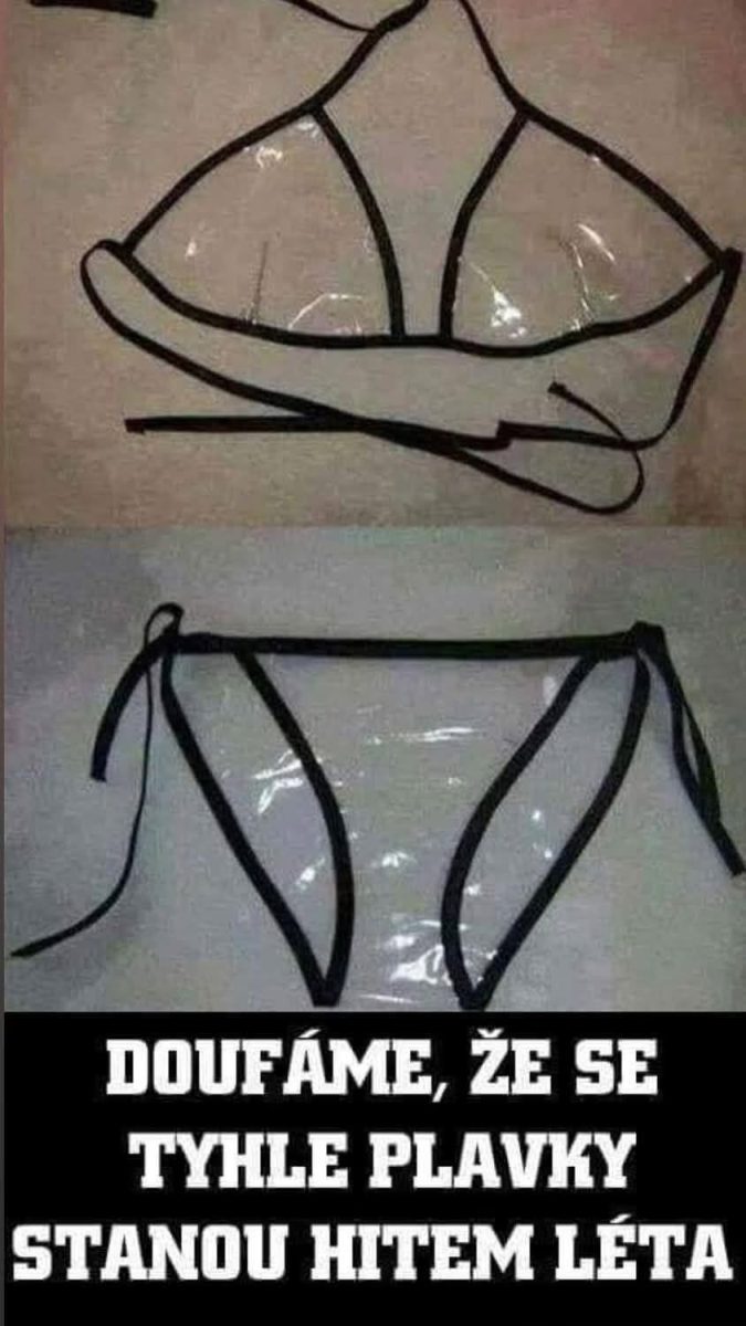 Priehľadné bikiny s čiernymi okrajmi, potenciálny módny hit leta.