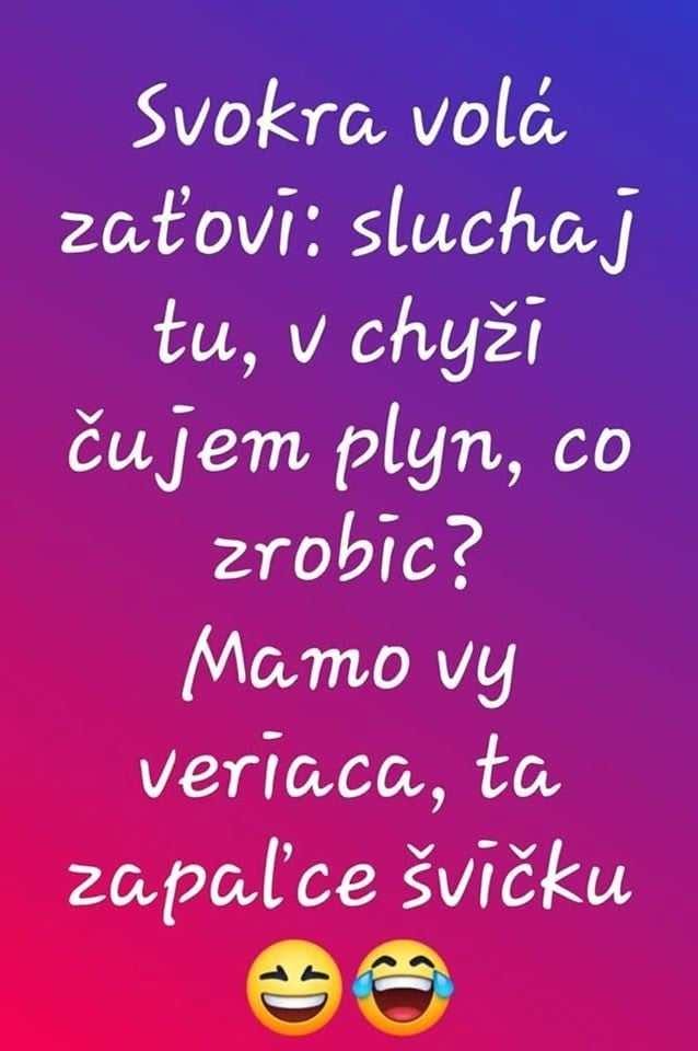 Vtipný text o svokre a plynovej situácii s humorným návodom na zapálenie sviečky. 😂