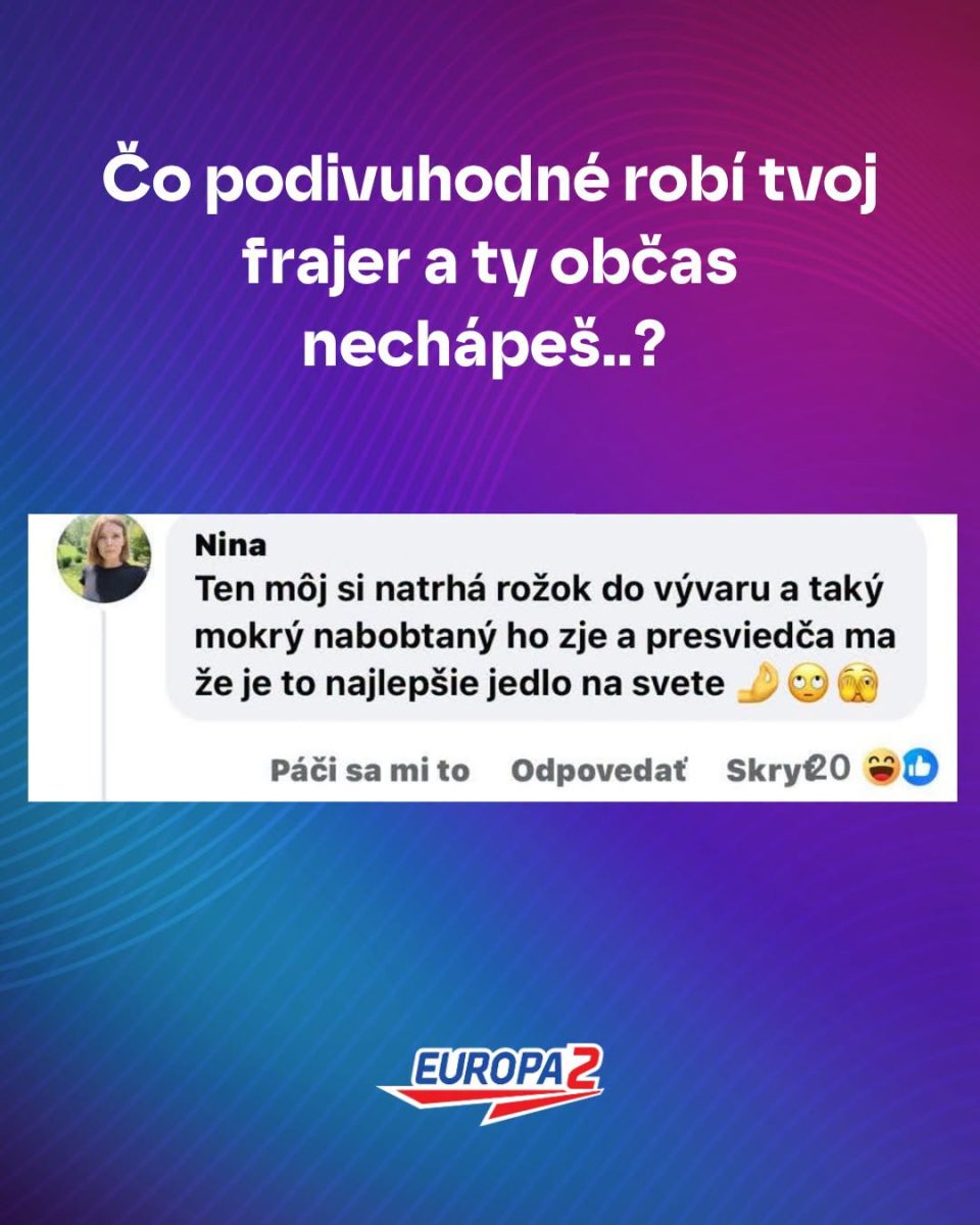 Frajer namáča rožok do vývaru a tvrdí, že je to najlepšie jedlo. Humorná diskusia na tému podivných zvykov partnerov.
